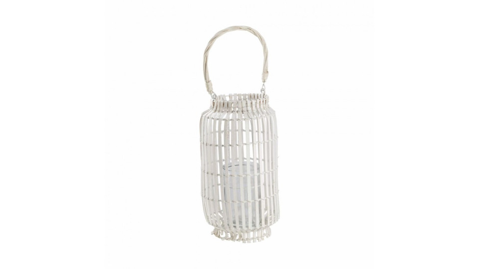 Lanterne e portacandele: Lanterna in bamboo white 20x54h