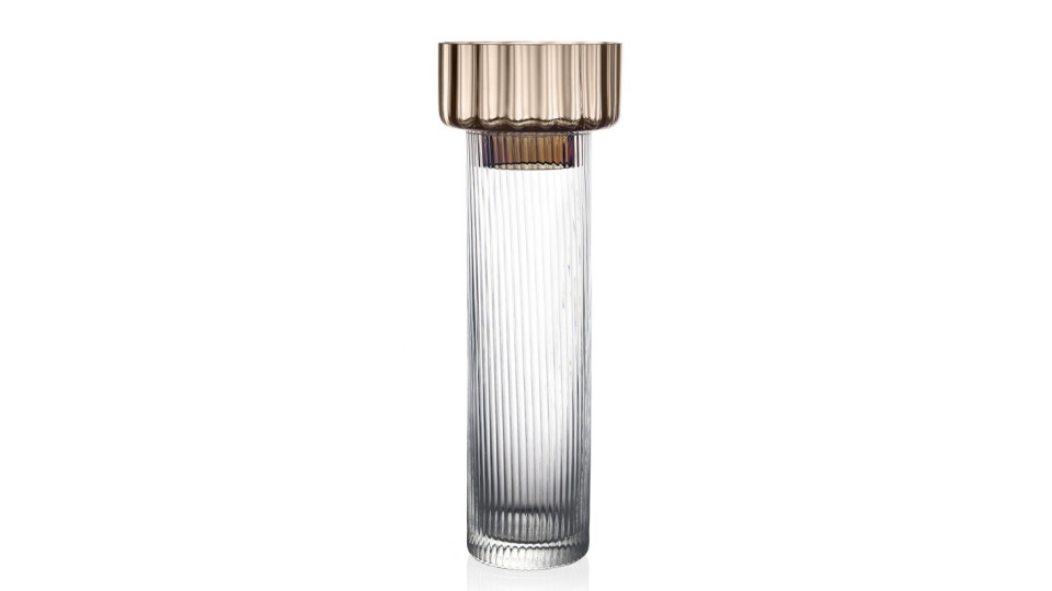 Vaso 43,5 cm grigio bronzo e trasparente - linea xyz