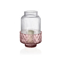 Porta candele rosa e trasparente - linea xyz