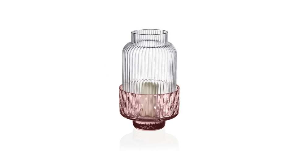 Porta candele rosa e trasparente - linea xyz