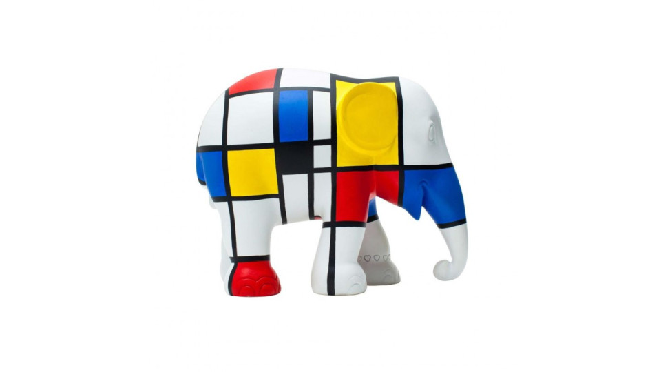 Elefantino d'autore - arte hommage to mondriaan - h cm 20...