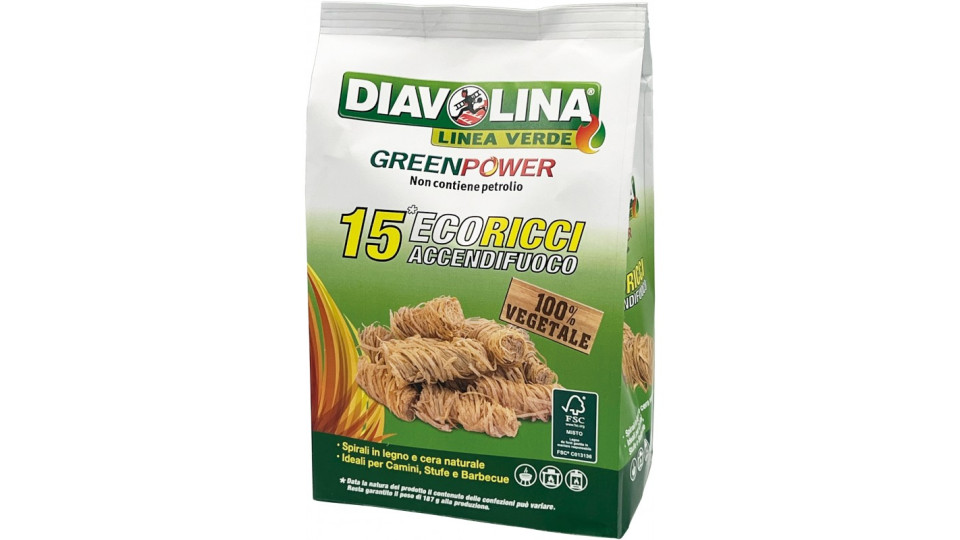 Diavolina accendifuo eco ricci green x15