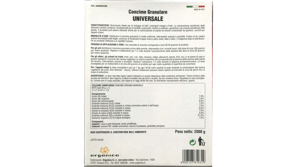 Fiorand concime granulare universale kg.2