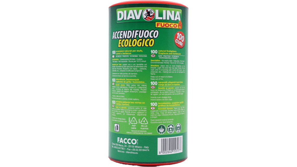 Diavolina accendi fuoco natur box x100