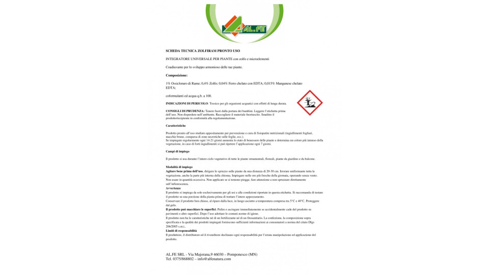 Al. Fe zolfiram pronto uso ml.750