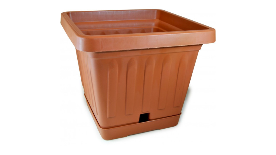 Bama vaso terra quadrato cm.40x40 con sottovaso