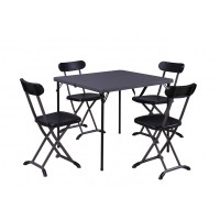 set horeca pieghevole (1 tavolo 4 sedie) in acciaio, color...
