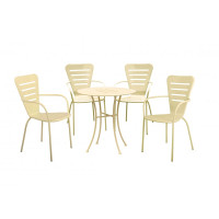 salotto ginevra (1 tavolo 4 sedie) acciaio - colore crema