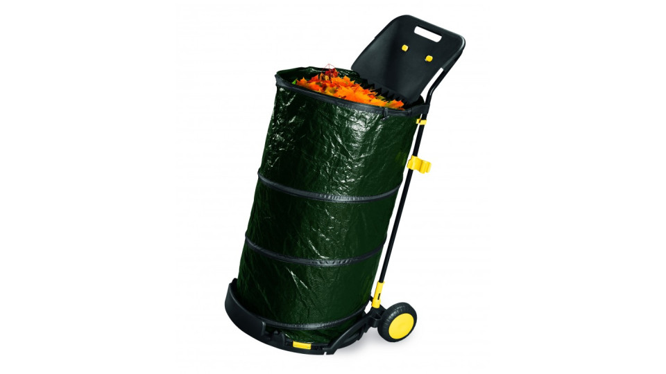 carrello raccoglifoglie in acciaio verniciato con sacco pop up