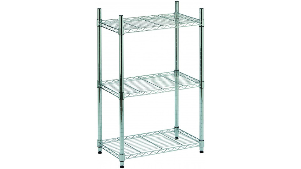 scaffale cromato 3 piani - 60x35x90 cm