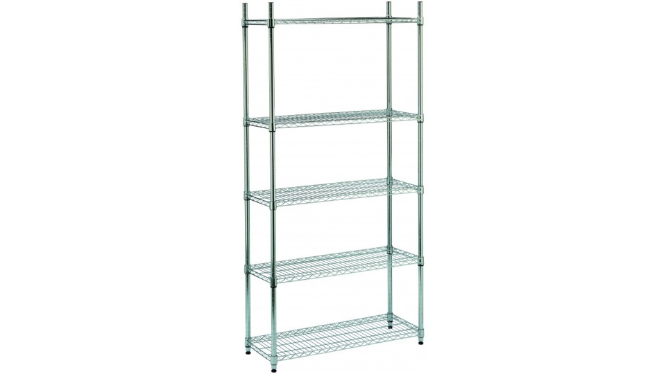 scaffale cromato 5 piani - 90x35x180 cm