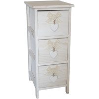 cassettiera 3 cassetti con cuore colore white washed in legno...