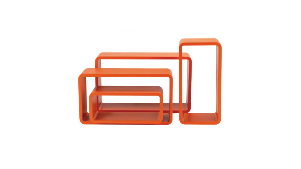 set 4 pz mensola rettangolare stondata arancio