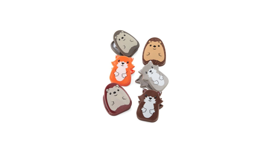 Organizzazione: Clips chiudi sacchetto animale del bosco s/6