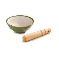 Mortaio utensile suribachi con pestello in legno di faggio -...