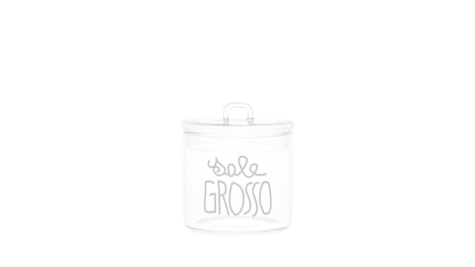 Barattolo in vetro deocrtato diamtero 12 cm - decoro sale grosso