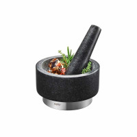 Utensili da cucina: Mortaio in granito explosion black inox 14 cm
