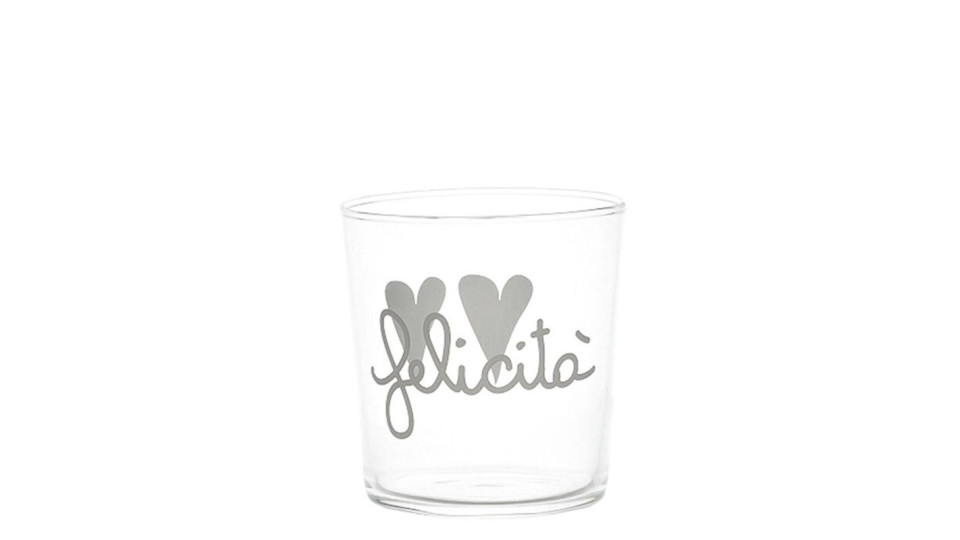 Tumbler in vetro temprato con decoro felicità 35,5 cl