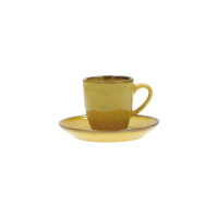 Tazza da caffè con piatto colore ocra - collezione concerto