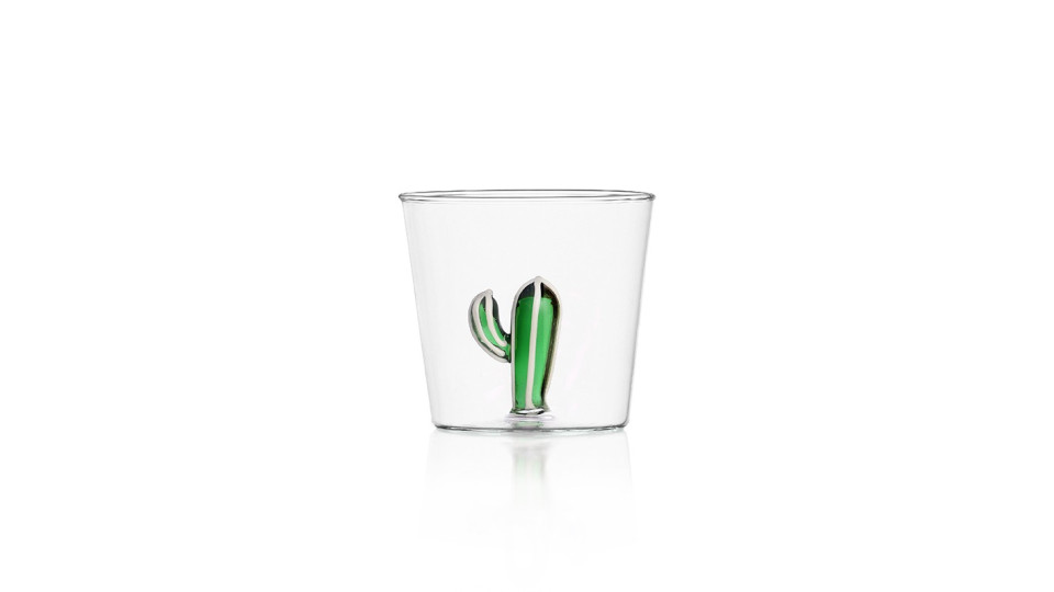 Bicchiere tumbler - disegno con cactus verde - serie desert