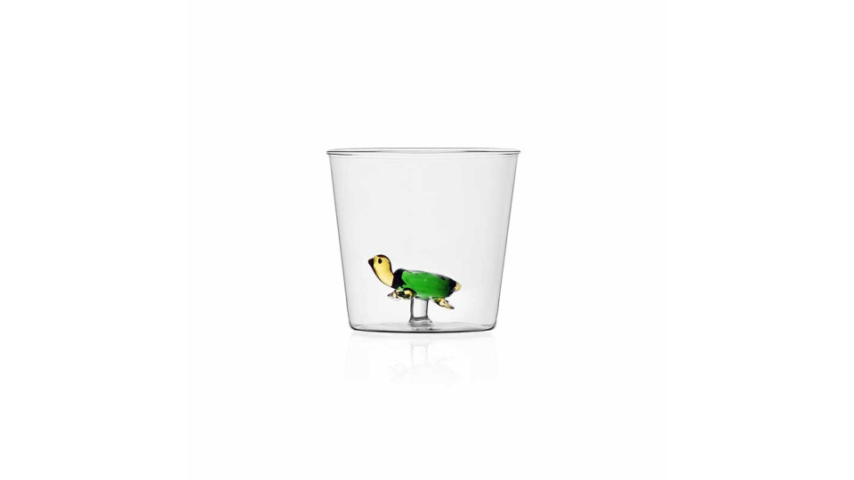 Bicchiere con tartaruga verde - serie animal farm