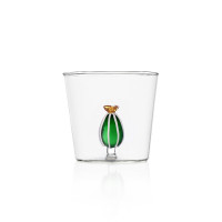 Bicchiere tumbler - disegno con cactus fiore ambra - serie desert