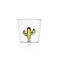 Bicchiere tumbler - disegno con cactus verde e ambra - serie...