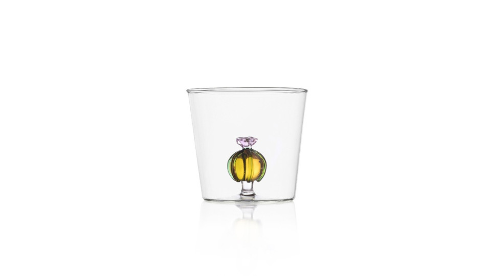 Bicchiere tumbler - disegno con cactus fiore rosa - serie desert
