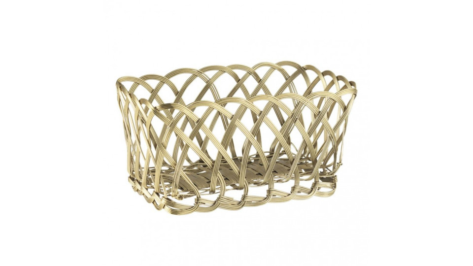 Fruttiere e portapane: Intreccio cestino rett. dorato 21x11 cm