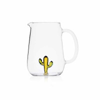 Brocca di vetro - disegno con cactus verde e ambra - serie desert