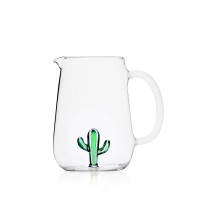 Brocca di vetro - disegno con cactus verde - serie desert