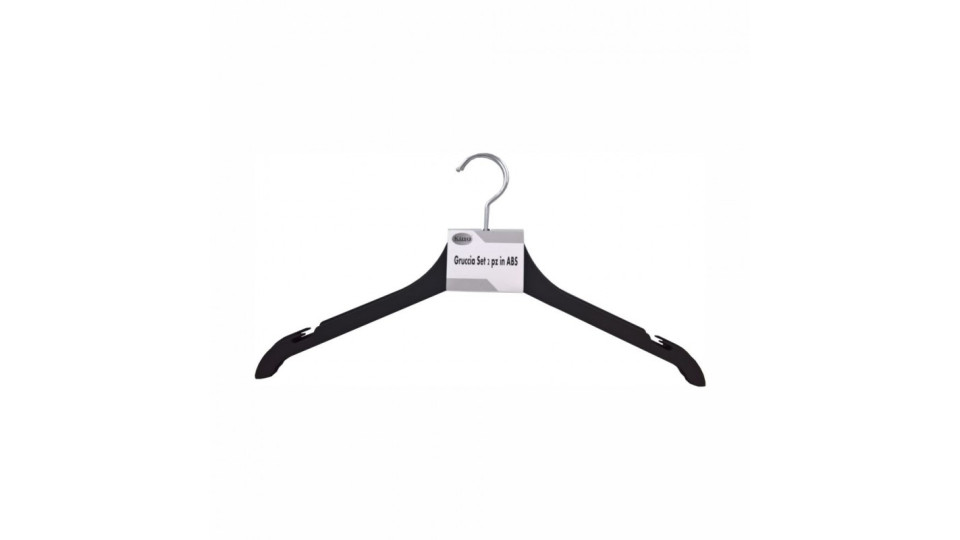 Accessori per il tessile: Gruccia abs antiscivolo nera set 2 pz