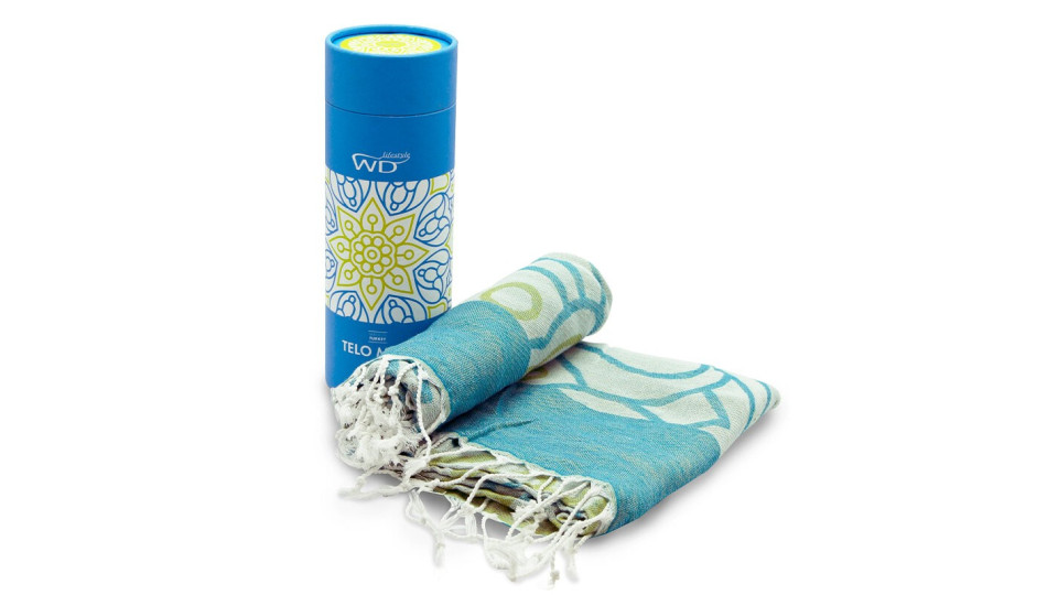Tessile bagno: Miami telomare 100% cotone mandala verde e blu