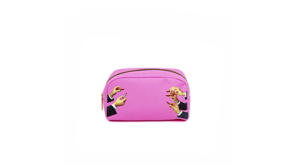 Beauty-case - stampa fantasia lipsticks pink - size 23x8 cm -...