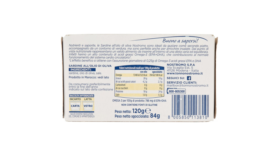nostromo sardine all'olio d'oliva