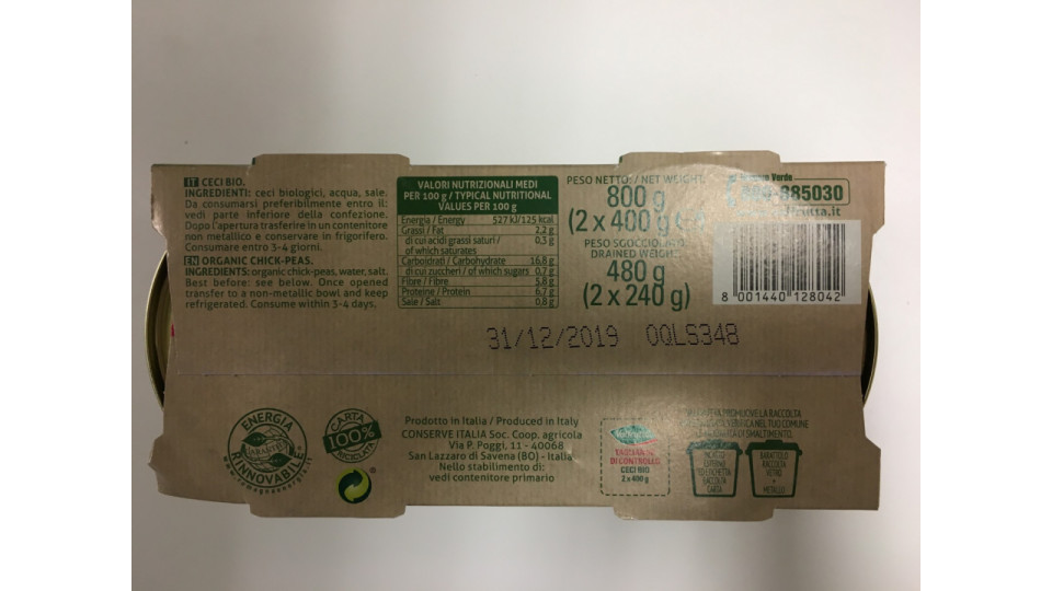 Valfrutta, Bio ceci