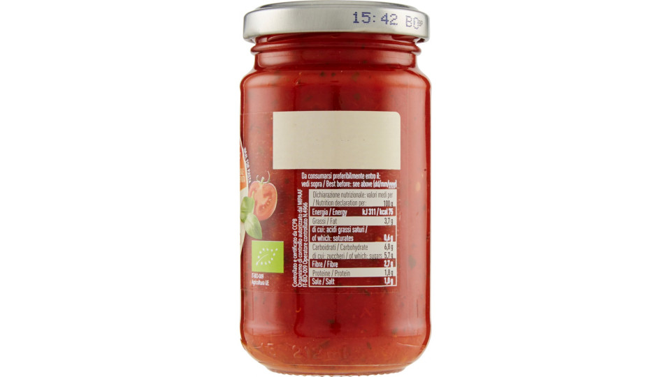 Alce nero Sugo di Pomodoro con Basilico Bio