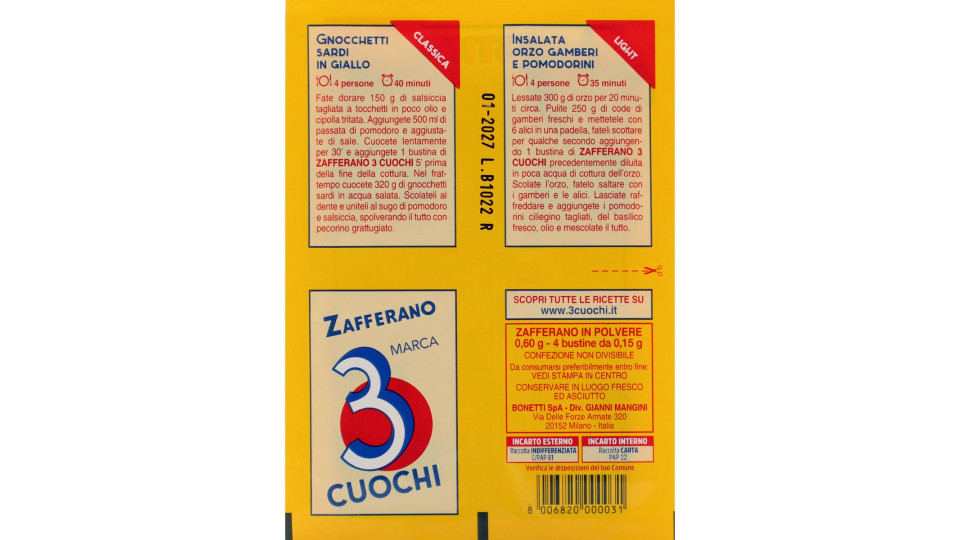 3 Cuochi Zafferano 6 bustine da