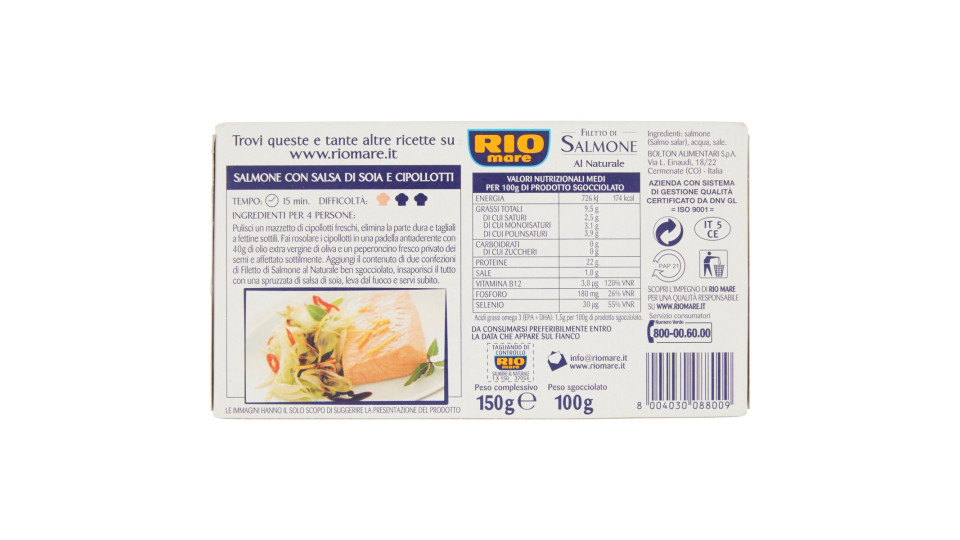 Rio mare filetti salmone naturale