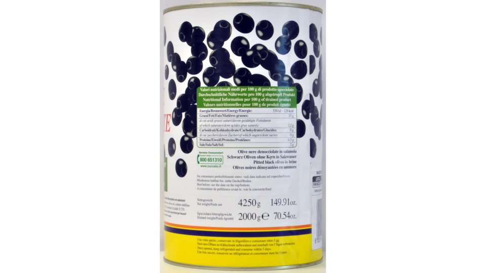 Zuccato olive nere denocciolate in salamoia kg.4.25