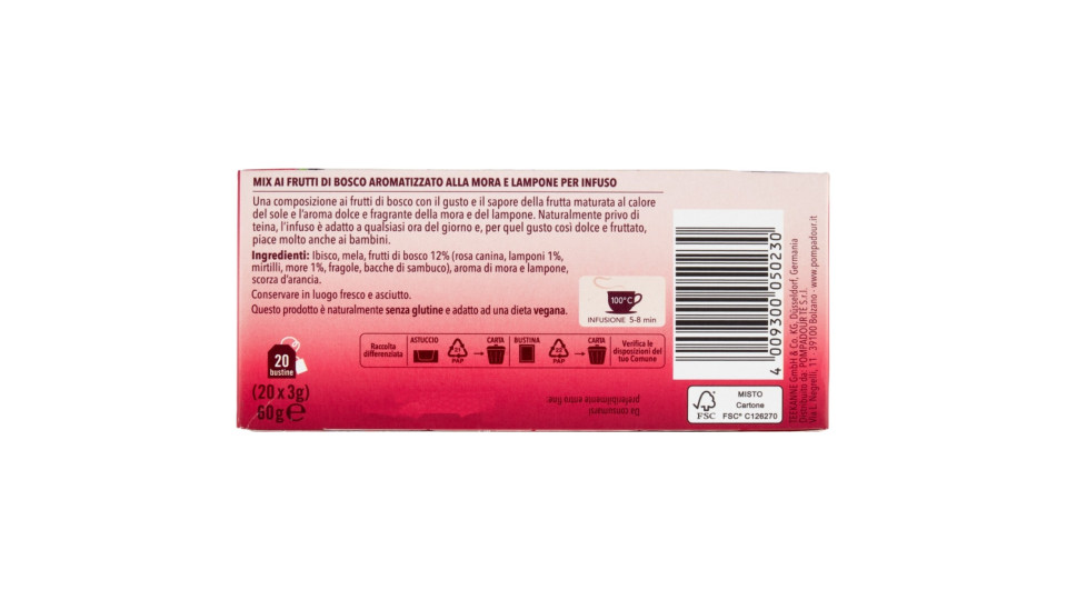 Pompadour, Infuso di mora lampone 20 filtri