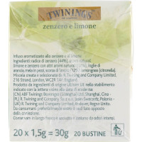 Twinings, Infuso aromatizzato limone e zenzero 20 filtri