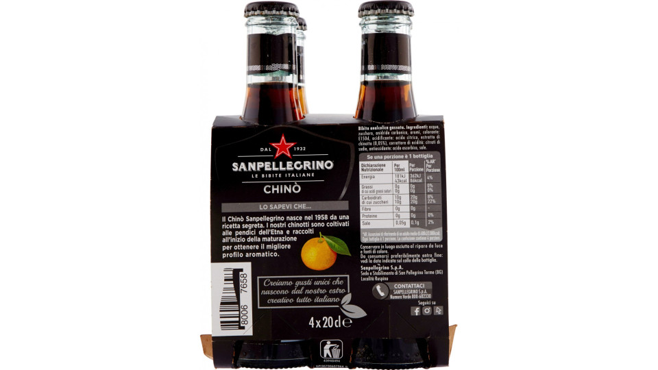 SANPELLEGRINO Bibite Gassate, CHINO' Clavetta Vetro 20cl x