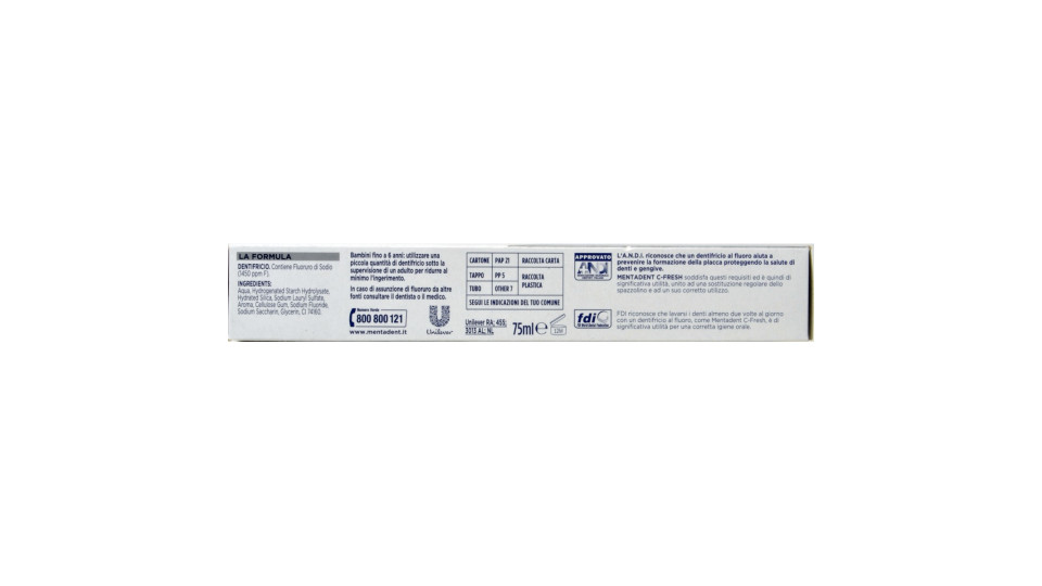 Mentadent dentifricio c-fresh con colluttorio