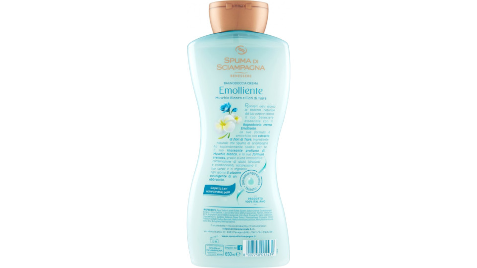 Spuma di Sciampagna Benessere Emolliente Bagnodoccia Crema Muschio Bianco e Fiori di Tiaré
