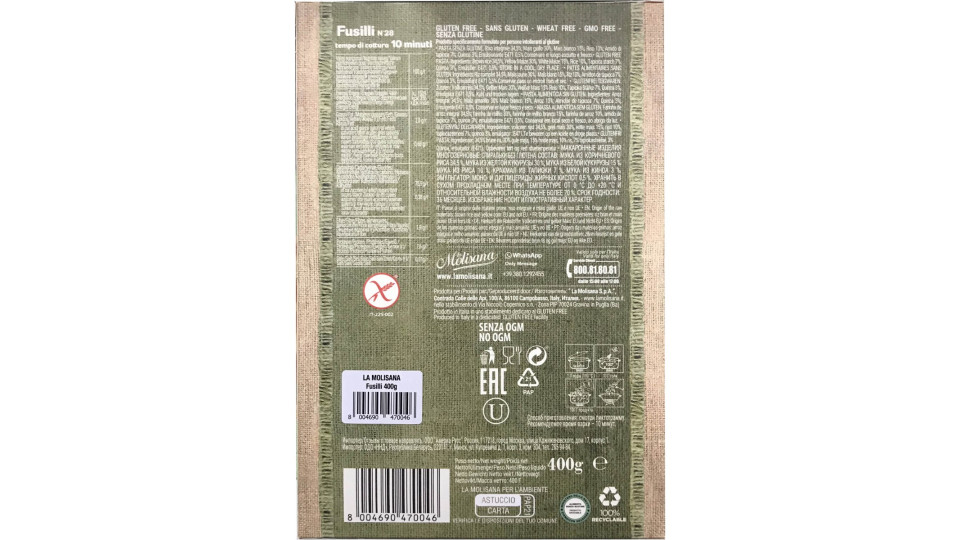 la Molisana Gluten free Fusilli N°28