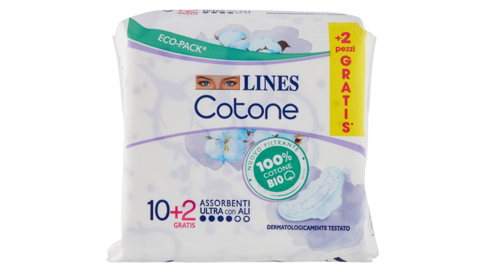 Lines, Cotone assorbenti ultra con ali ripiegati