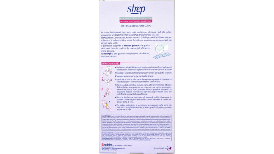 Strep, Professionale strisce depilatorie corpo