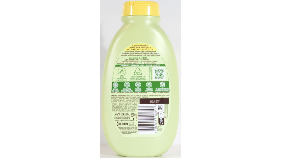 Garnier Ultra dolce Shampoo purificante all'argilla dolce e cedro