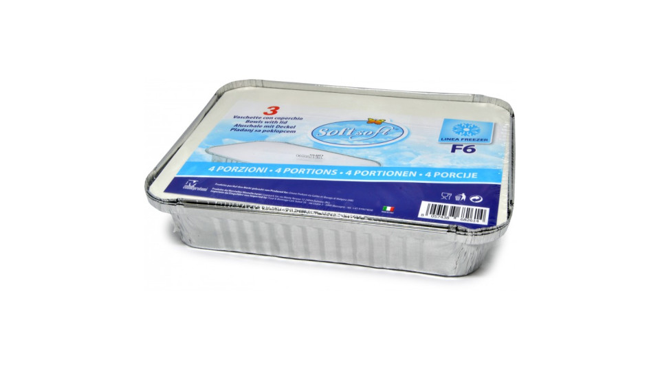 Soft Soft vaschette alluminio con coperchio f6 4 porzioni